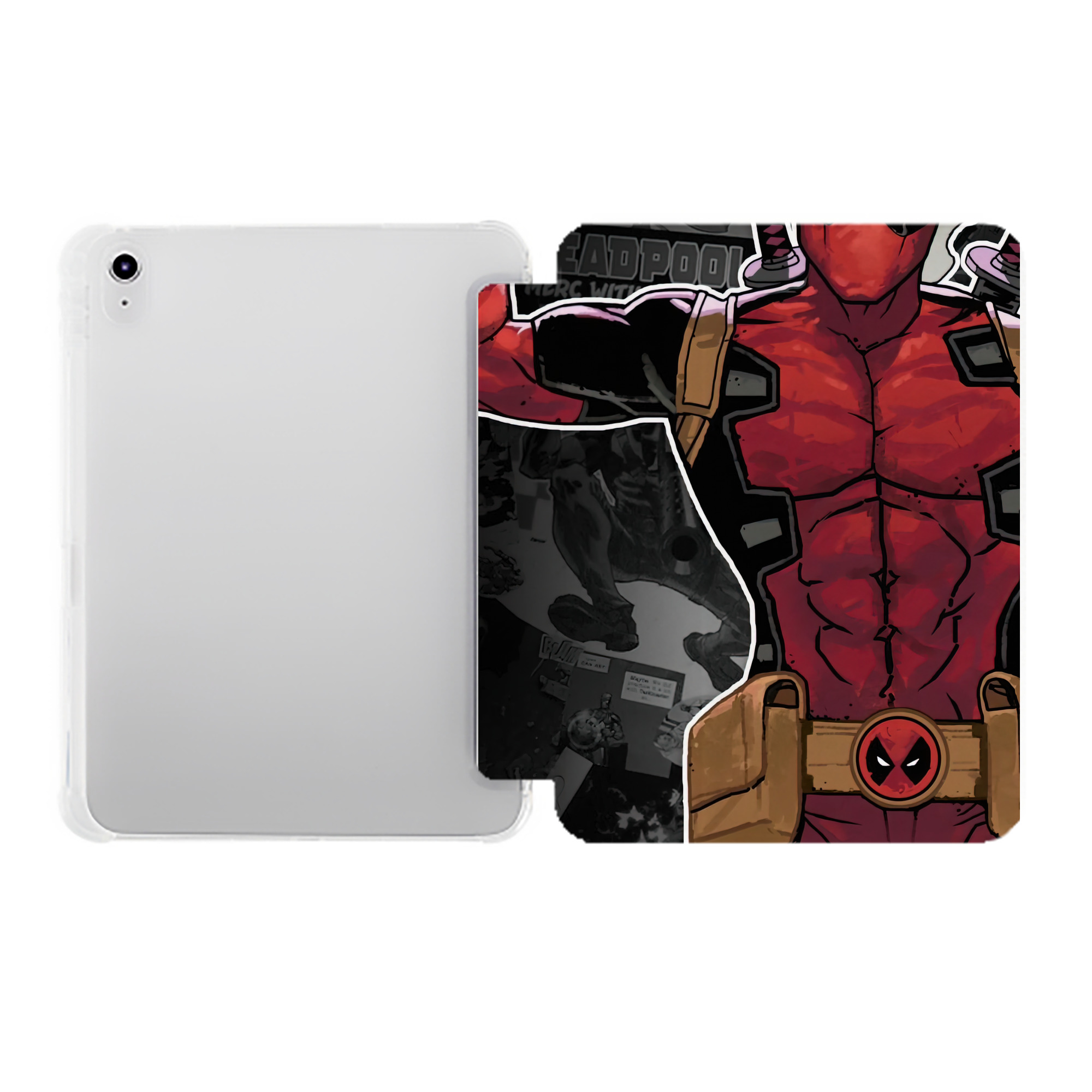 （画像用） Deadpool デッドプール IPad ケース ペン収納付き 三つ折りスタンド PUレザー×シリコン 対応機種9.5/10.5/10.9インチ